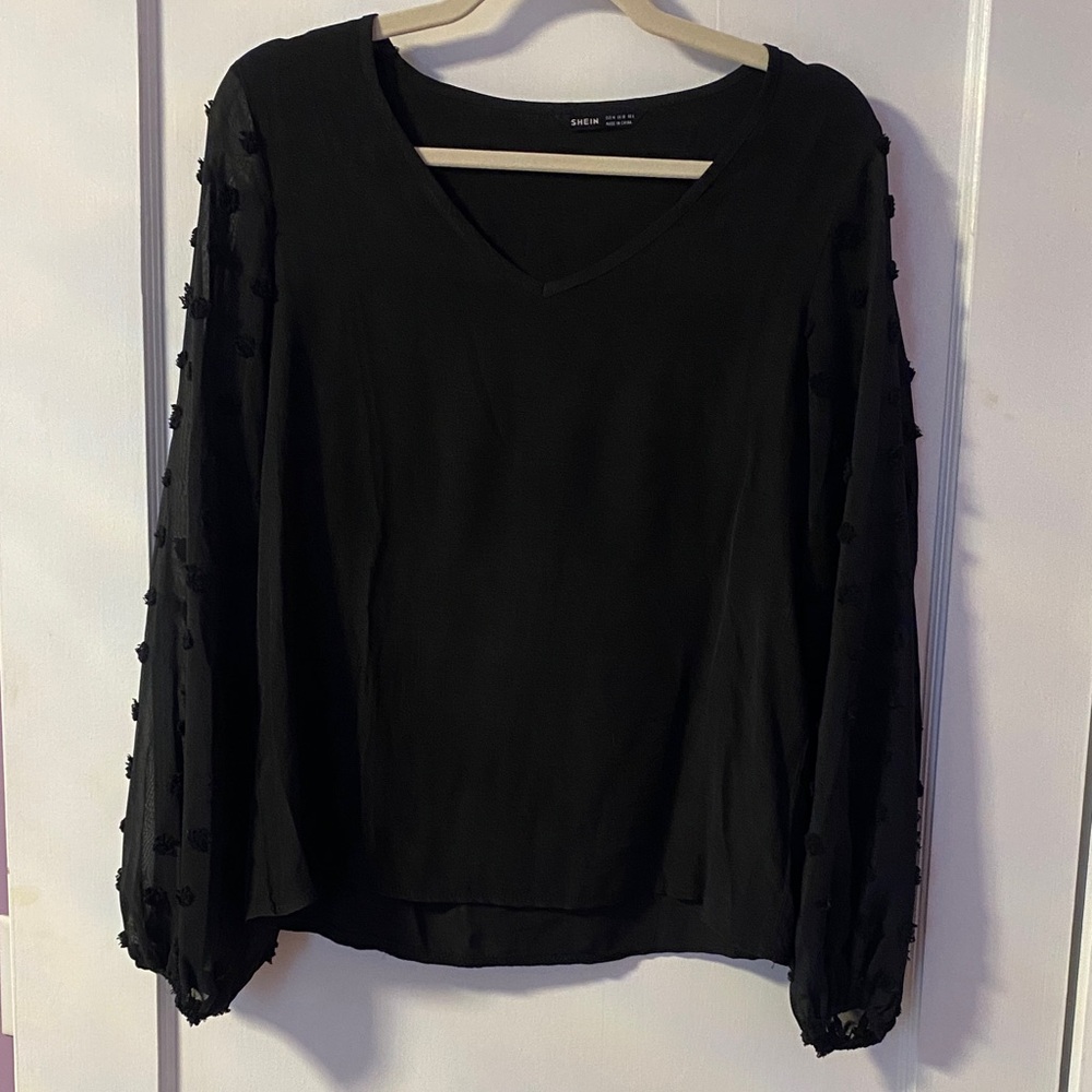 SHEIN Black Swiss Dot Blouse - Picture 6 of 6